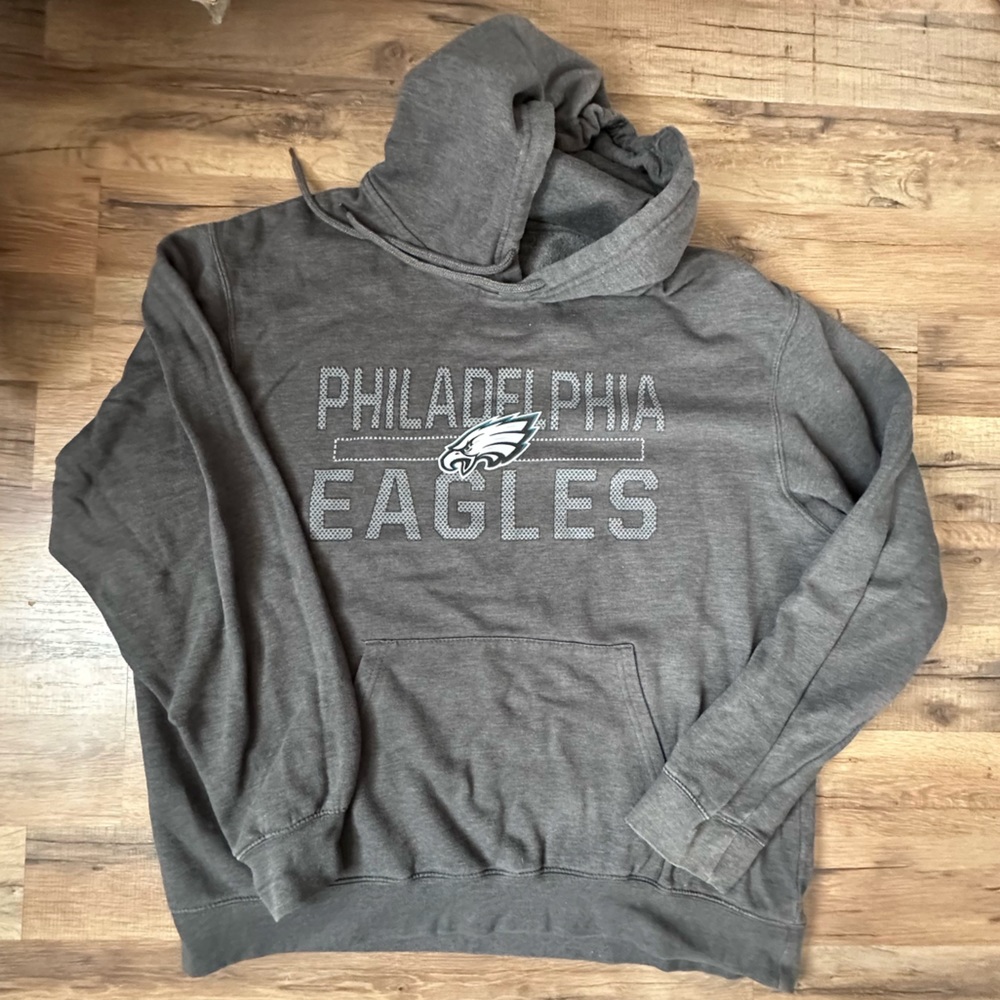 Majestic Philadelphia Eagles Pullover Hoodie Sweatshirt Sz L Mens